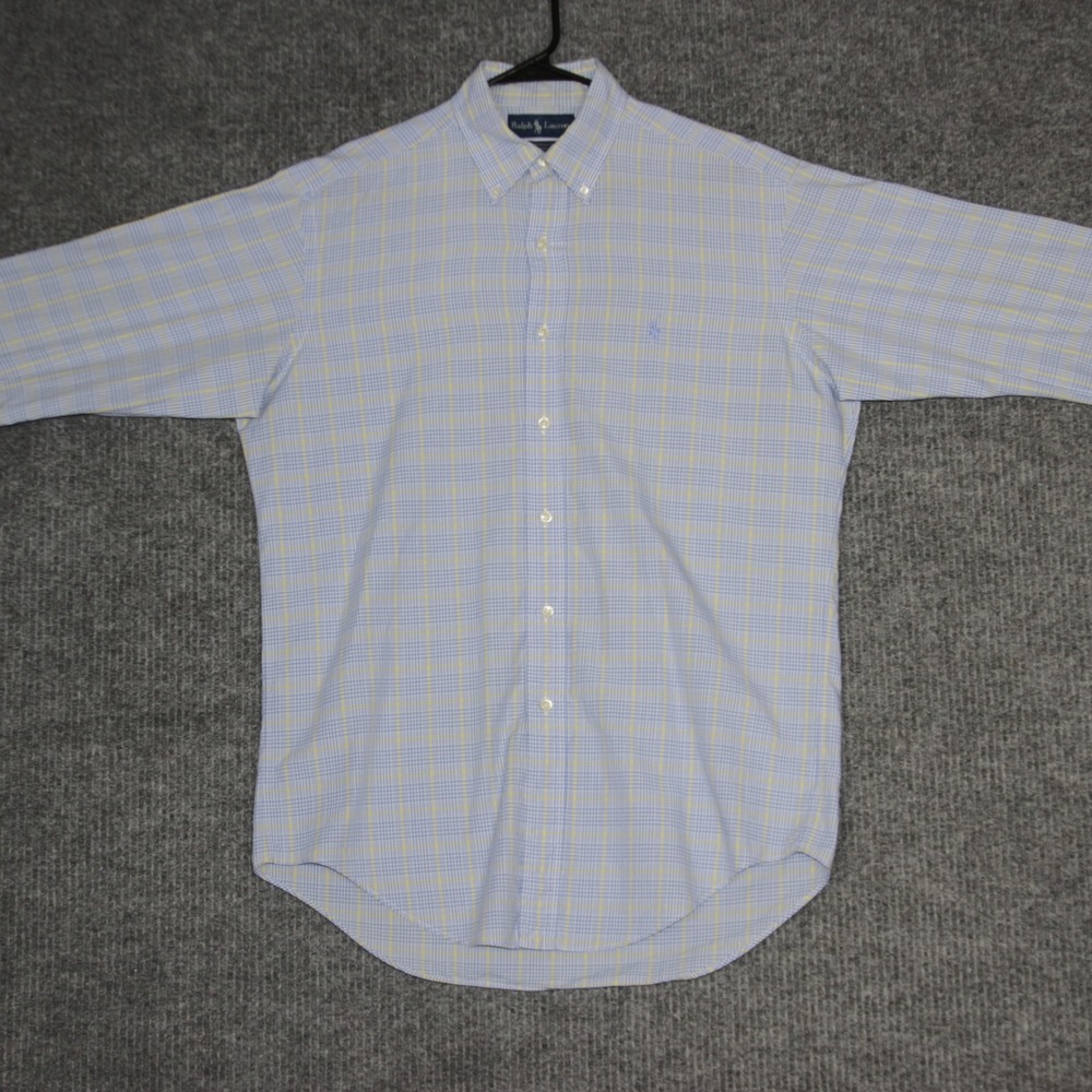 Ralph Lauren Yarmouth Button Down Shirt Men's Size‎ 15 Plaid Long Sleeve Cotton